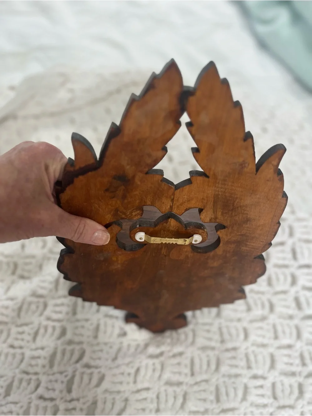 Hand-Carved Brown Wooden Wall Shelf - Decorative Home Wall Decor